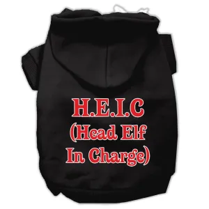 Head Elf In Charge Screen Print Pet Hoodies Black Size XXL (18)