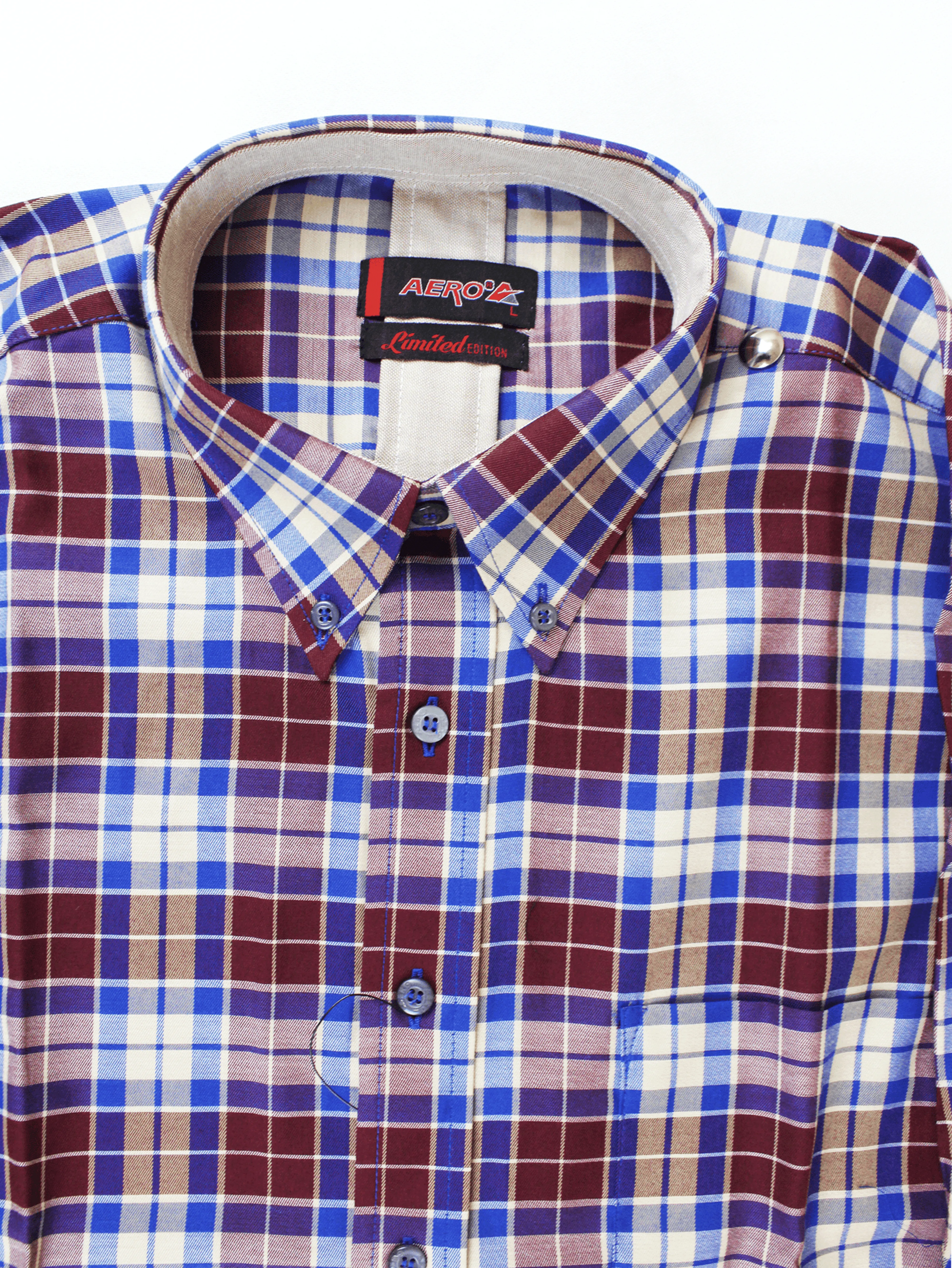 AERO Red/Beige/Blue Checkered L/S Shirt