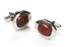 Amber Cat Eye Silver Cufflinks