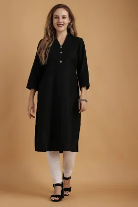 Black Stone Cotton Linen Kurta