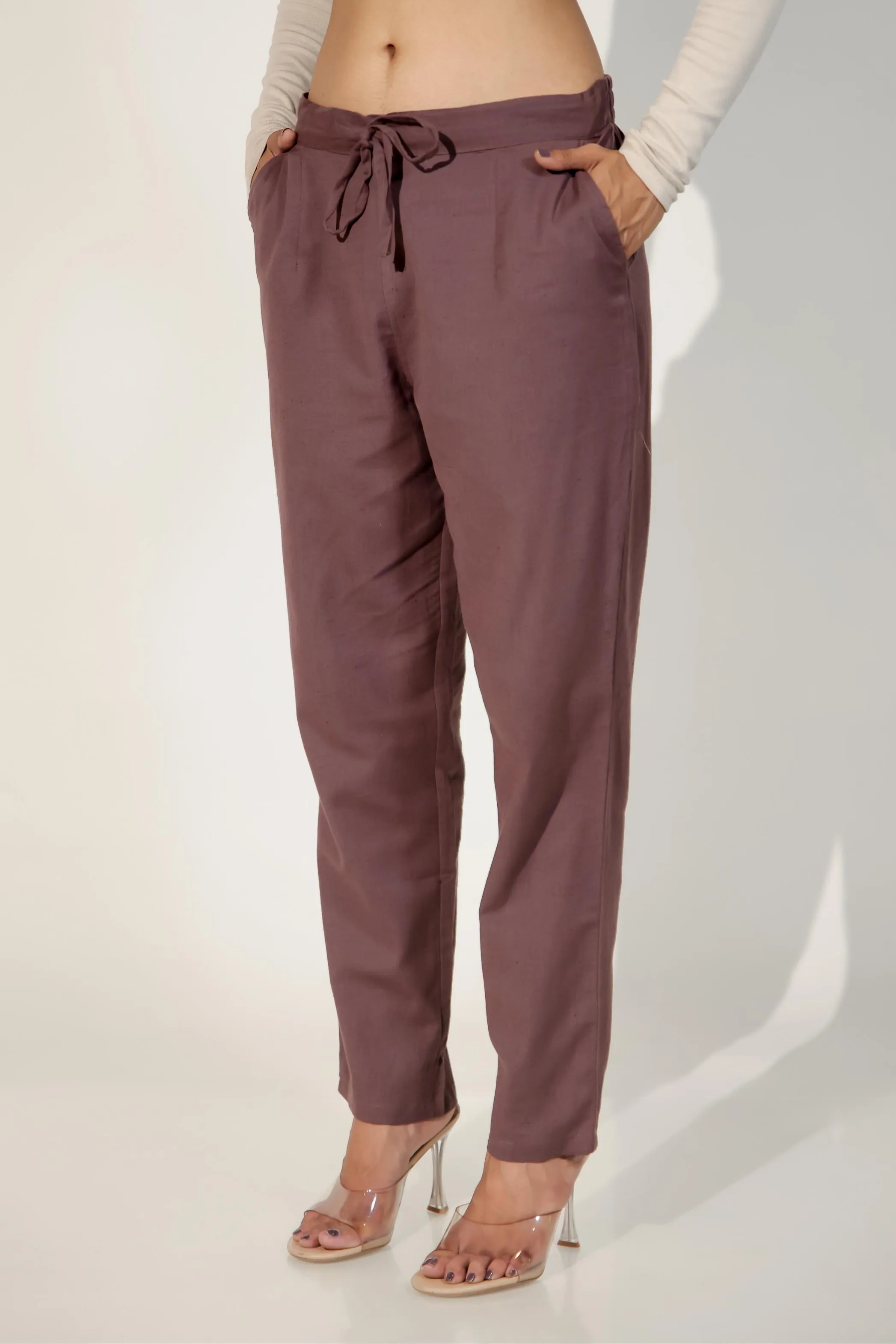 Burgundy Women's Narrow Trousers