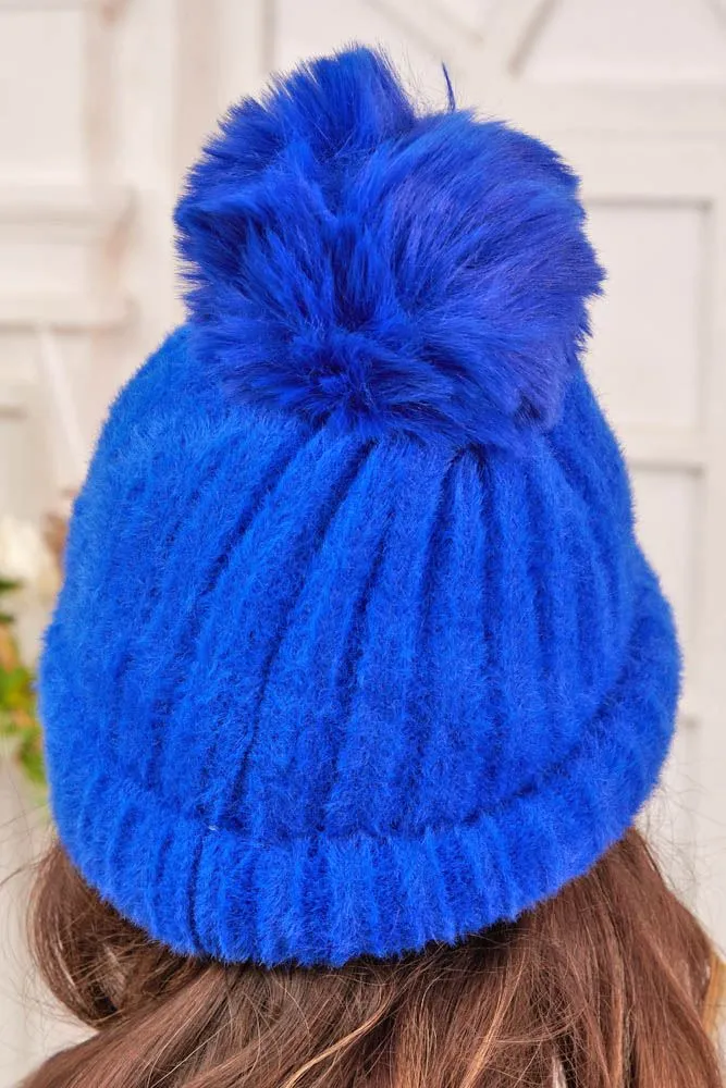 Cable Knit Soft Feel Pom Pom Nylon Hat