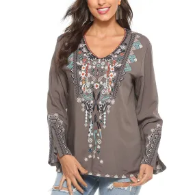 COTTON PLUS-SIZE STYLE EMBROIDERED BLOUSE_CWTBLL0822