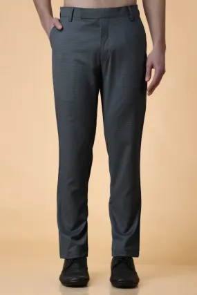 Gravel Grey Textured Stretch Trousers