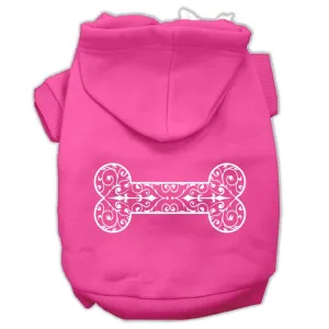 Henna Bone Screen Print Pet Hoodies Bright Pink Size Med (12)