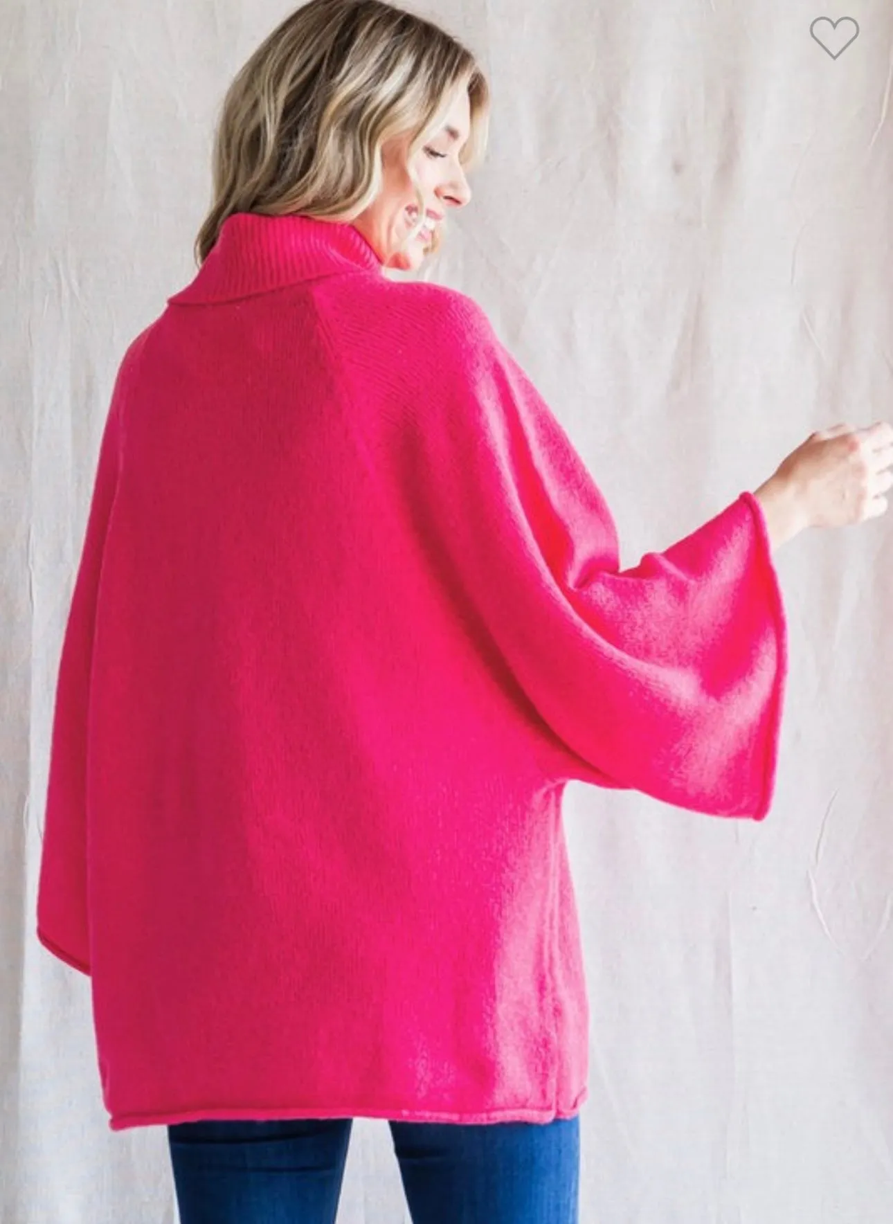 Hot pink turtleneck sweater