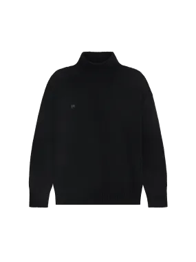 Men's Recycled Cashmere Turtleneck Sweater—black