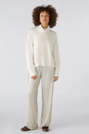 Oui Metallic Look Flowy Jersey Trousers