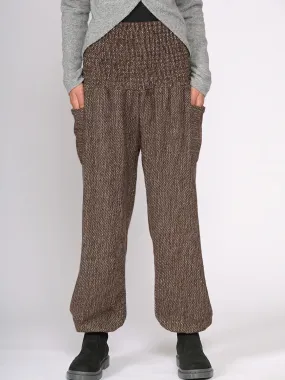 Rich Chocolate Wool Harem Pants - High Crotch