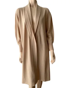 Shawl collar long cashmere cardigan in latte