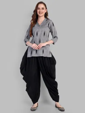 V Neck Ikkat Short Kurta